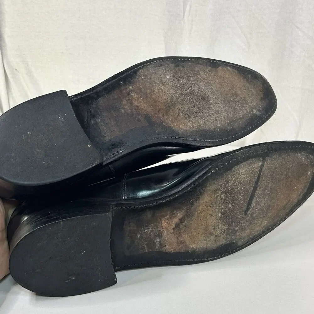 JOHNSTON MURPHY MENS SHOES 12D BLACK CAP TOE OXFORD OPTIMA/MELTON
